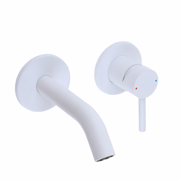 Miscelatore Moderno a Parete per Lavabo - Bianco Gesso