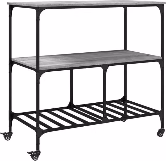 Carrello da cucina in legno multistrato e metallo Grigio Sonoma DESIGN IN L/P/H: 100 x 50 x 95 cm CFW7547090