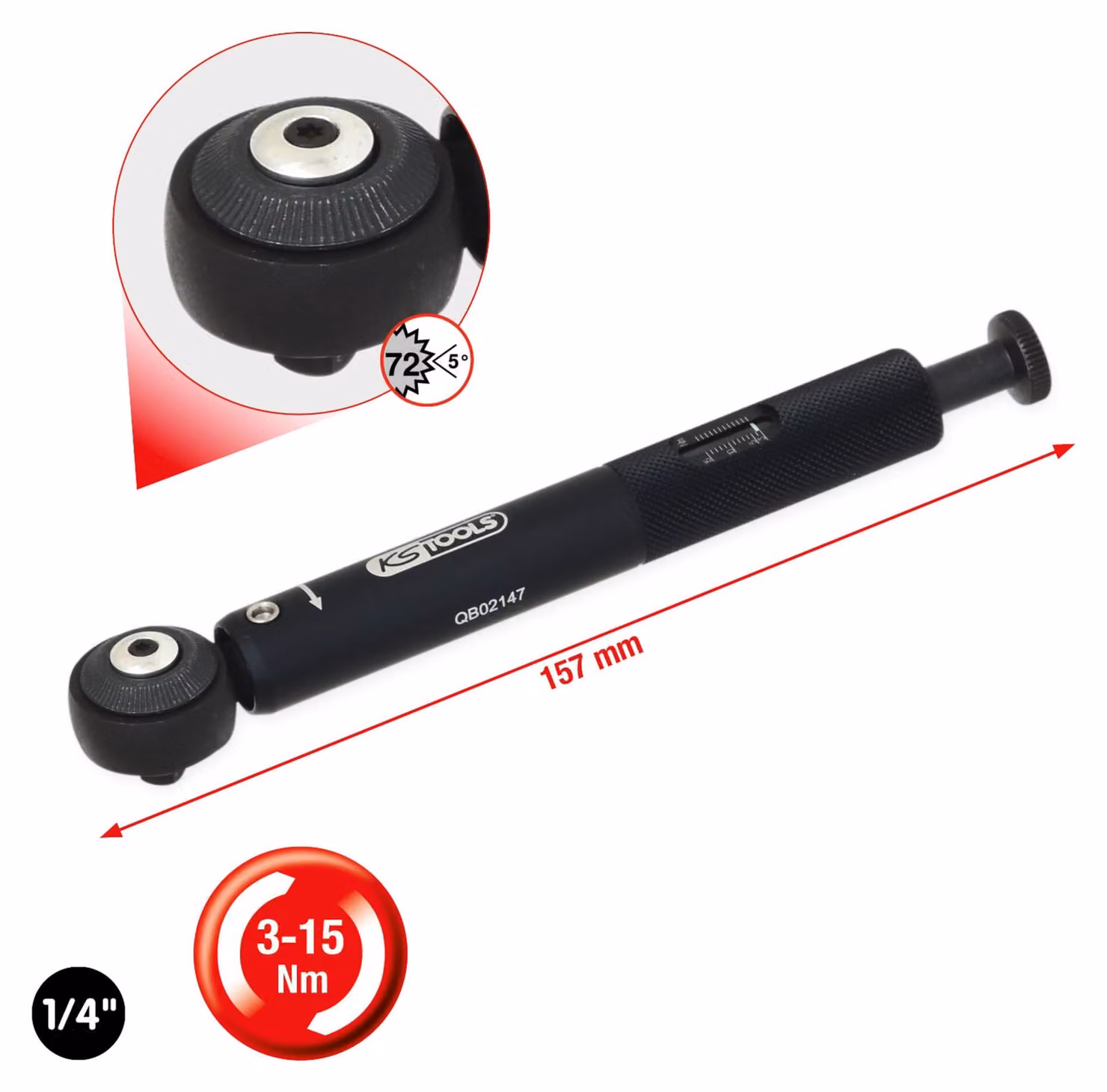 KS TOOLS 1/4" mini chiave dinamometrica 3-15Nm - 516.3280