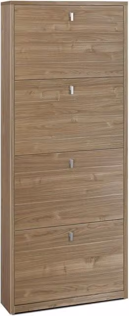 Scarpiera Salvaspazio GIORDANOSHOP con 4 Ante e scomparti inclinabili, Colore Marrone, L: 63 cm, H: 154 cm, P: 18 cm