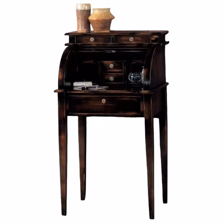 Bureau con 5 cassetti in legno noce stile shabby chic Mobili 2G L: 55 cm, P: 41 cm, H: 100 cm