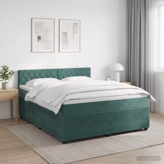 Letto box spring con materasso vidaXL in velluto verde con base a sollevamento L/P: 180 x 200 cm