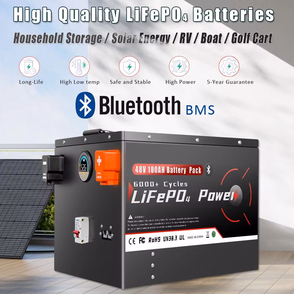 Batteria LiFePO4 da 24V 200Ah con Bluetooth - Capacità: 5120 Wh - Peso: 31 kg