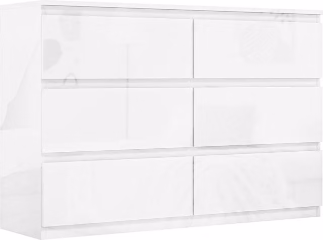 Cassettiera HOMCOM con 6 cassetti in legno, comò moderno e multiuso per camera da letto, Bianco, L 112 x P 34 x H 75 cm