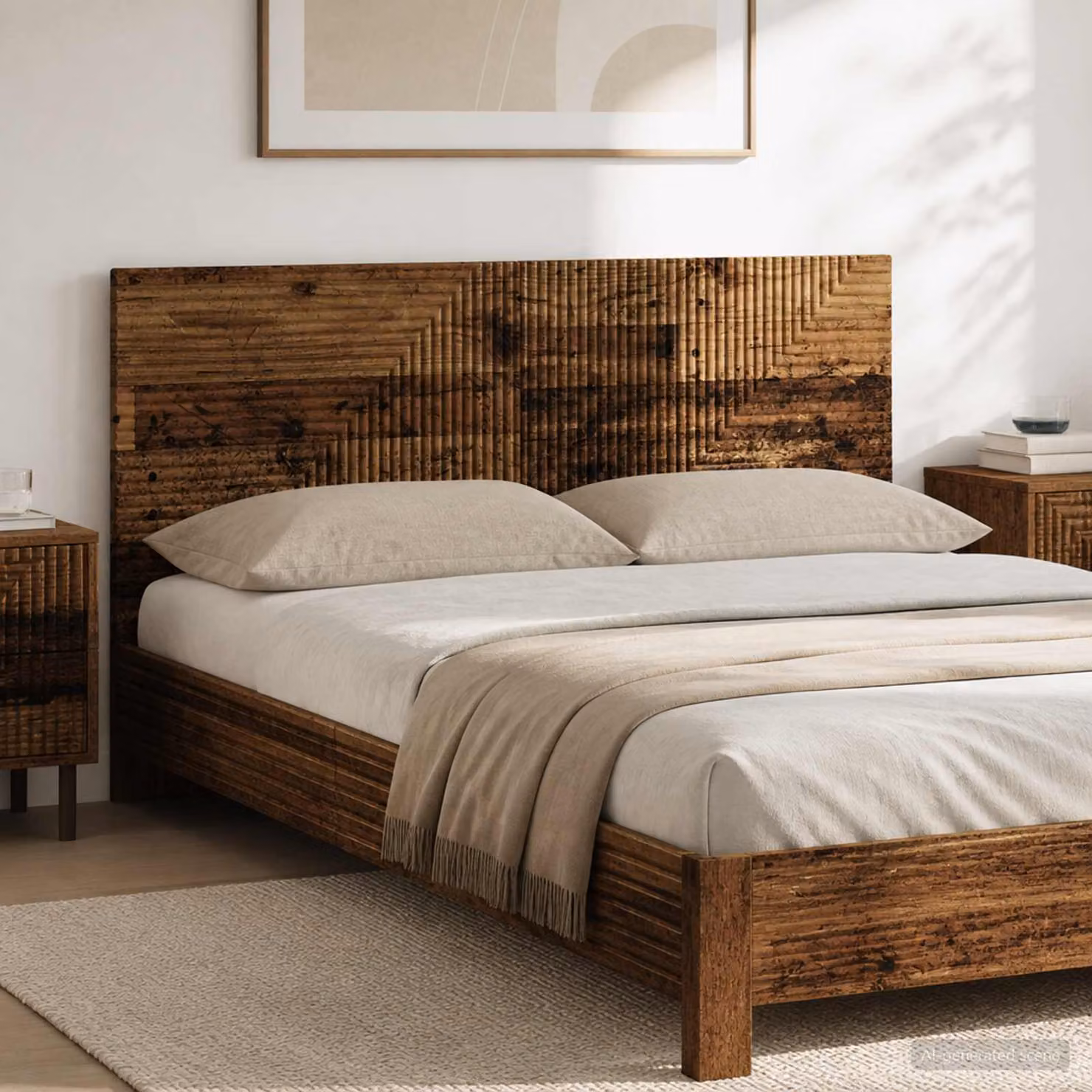 Testiera da muro vidaXL HAARLEM in legno ingegnerizzato marrone con ripiano integrato L: 120 cm, H: 50 cm, P: 10,44 cm