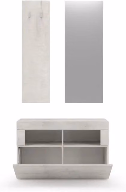 Set di mobili per ingresso, collezione ISORA, colore quercia bianca