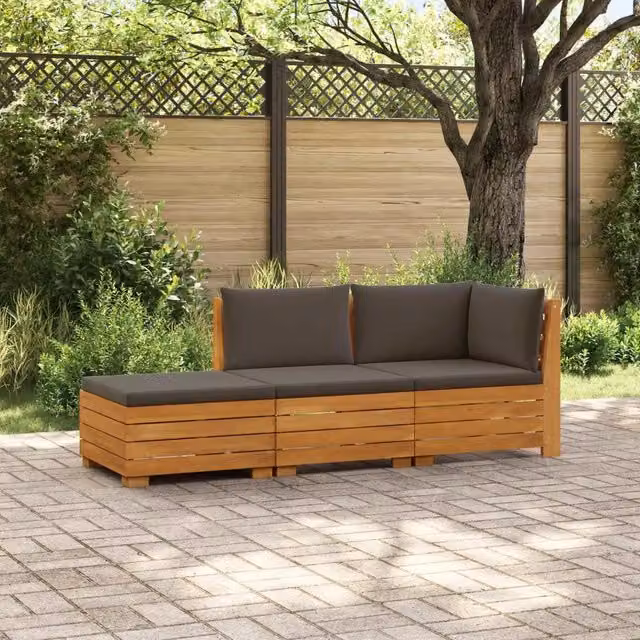 Set di divani da esterno-Sofa da giardino con cuscino 3 Pezzo Marrone 272069