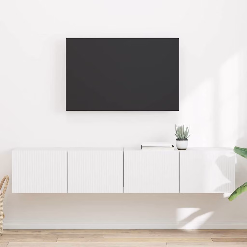Set di 2 mobili TV da parete vidaXL in legno MDF bianco moderno L: 78,5 cm, P: 30,0 cm, H: 29,5 cm