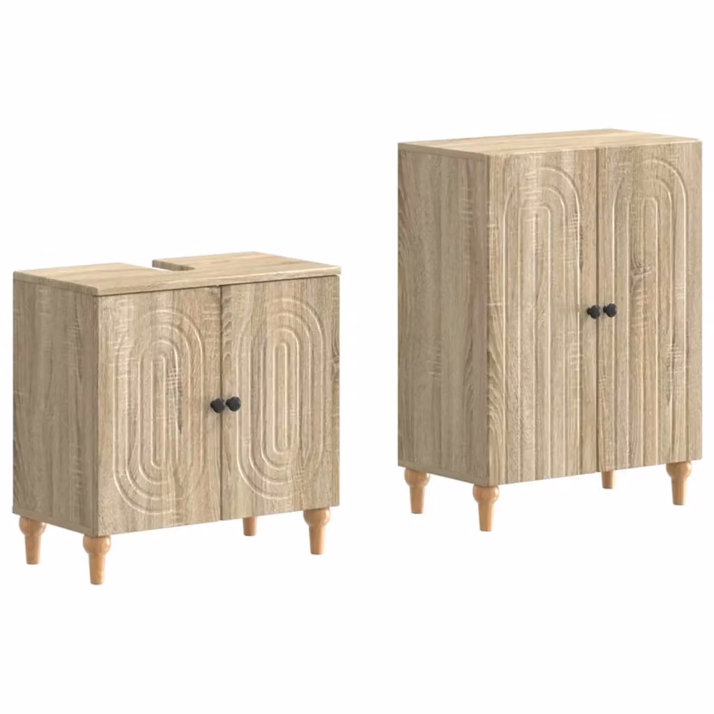 Set di mobili da bagno moderno vidaXL composto da mobile lavabo e mobile laterale in legno marrone, L/P/H: 59,5 x 29,44 x 80 cm – 2