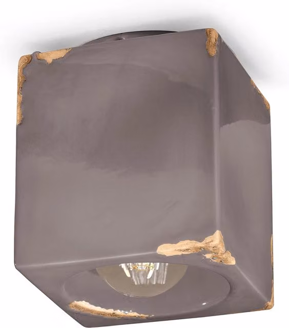 Plafoniera Vintage in Ceramica Ferroluce Colore Beige e Grigio con Attacco E27