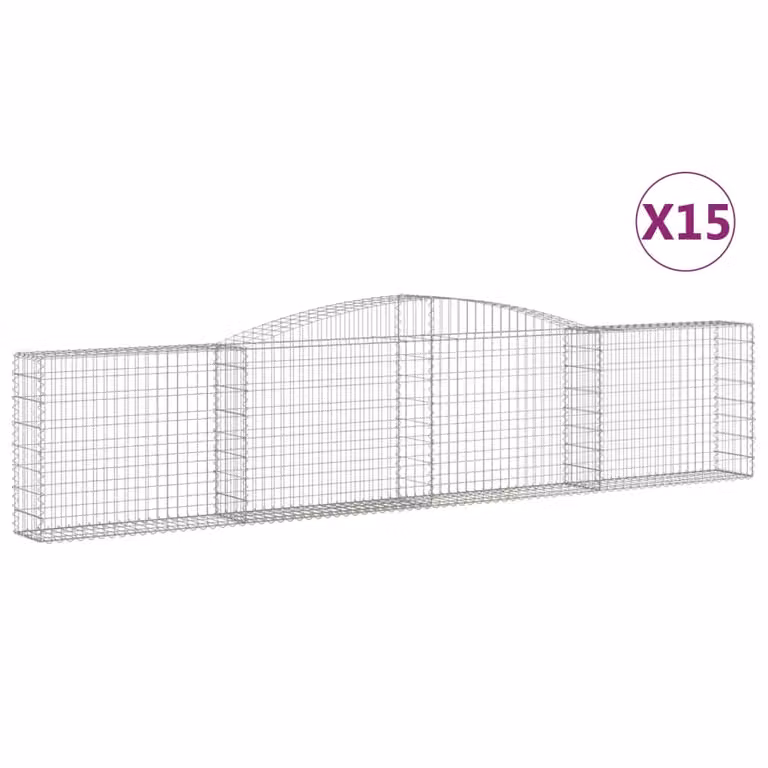 Cesti Gabbioni ad Arco 15 pz 400x30x80/100 cm Ferro Zincato