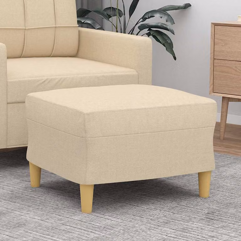 Poggiapiedi vidaXL in tessuto beige L: 60 cm, P: 50 cm, H: 41 cm