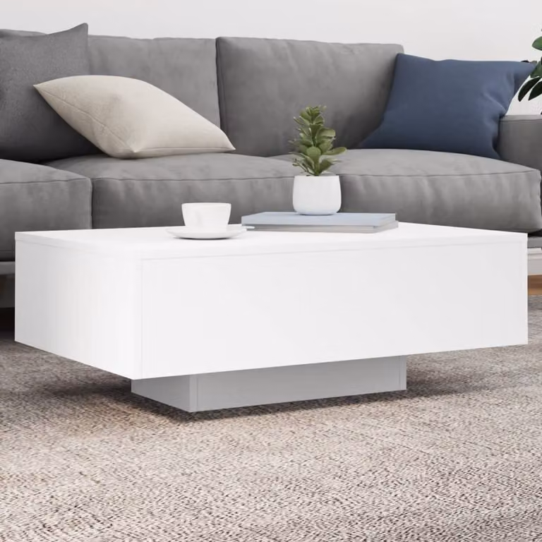 vidaXL Tavolino da Soggiorno Moderno Bianco L: 85 cm, P: 55 cm, H: 31 cm