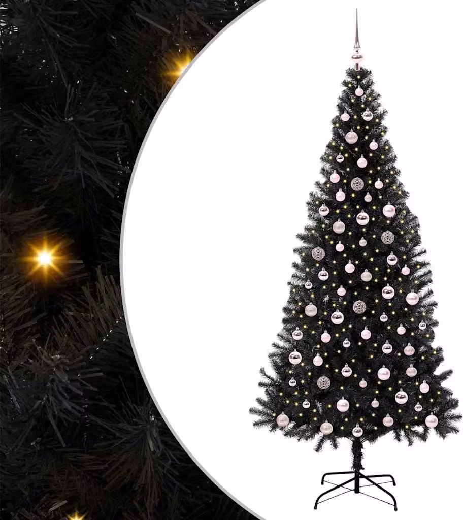 Albero di Natale con 300 LED con supporto Nero 240 cm PVC