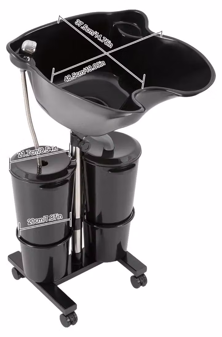 Salone di parrucchiere, lavabo regolabile in altezza, design moderno, colore nero