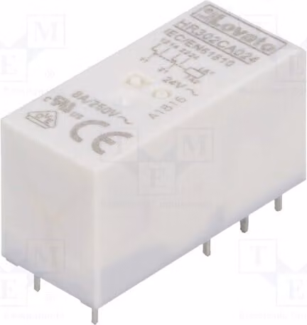 1 relè: elettromagnetico, 8A. Bobina: 24VAC, 8A/250VAC. Mini HR302CA024, elettrico
