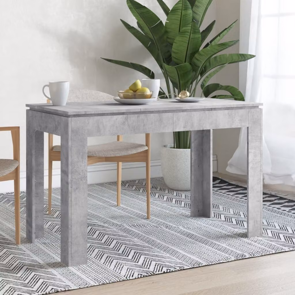 The Living Store Tavolo da pranzo grigio cemento 120x60x76 cm materiale a base di legno