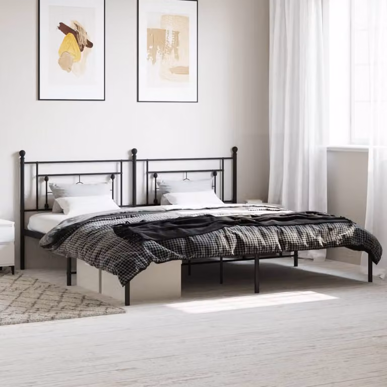 Giroletto con testiera in metallo nero vidaXL L/P/H: 200 x 200 x 97 cm