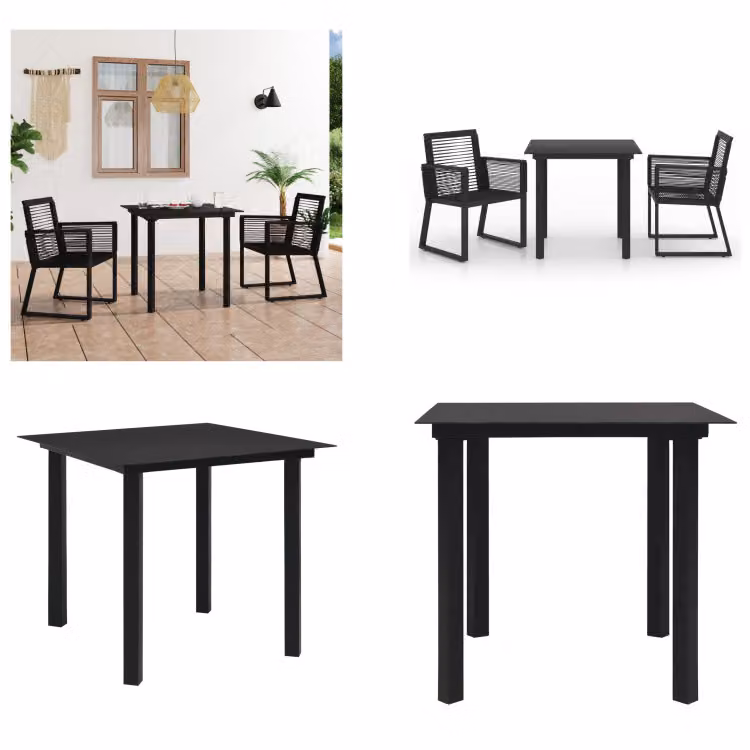 vidaXL Set da pranzo da giardino 3 pezzi PVC rattan nero - Set da pranzo da giardino - Set da pranzo da giardino - Set da pranzo - Set da pranzo