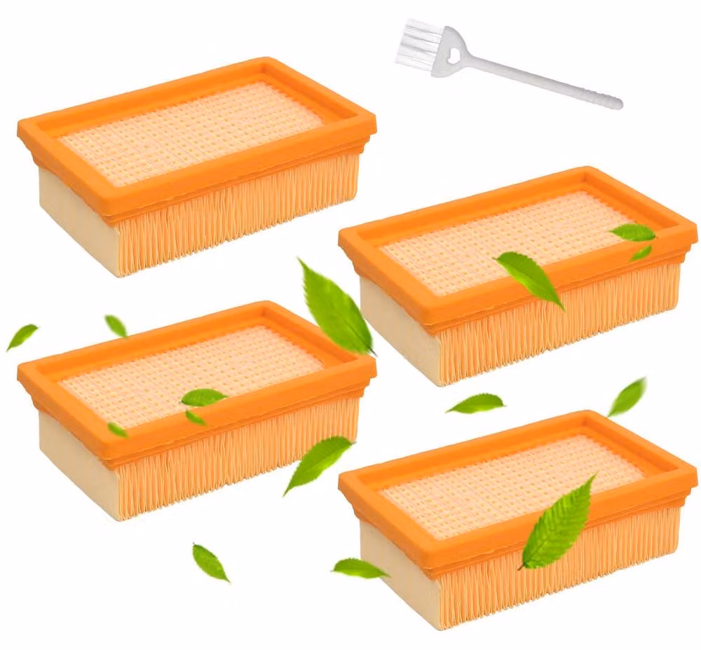 Set di filtri per aspirapolvere, 4 pezzi, filtri pieghetti piatti con spazzola per la pulizia, adatti per aspirapolvere ad acqua e a secco
