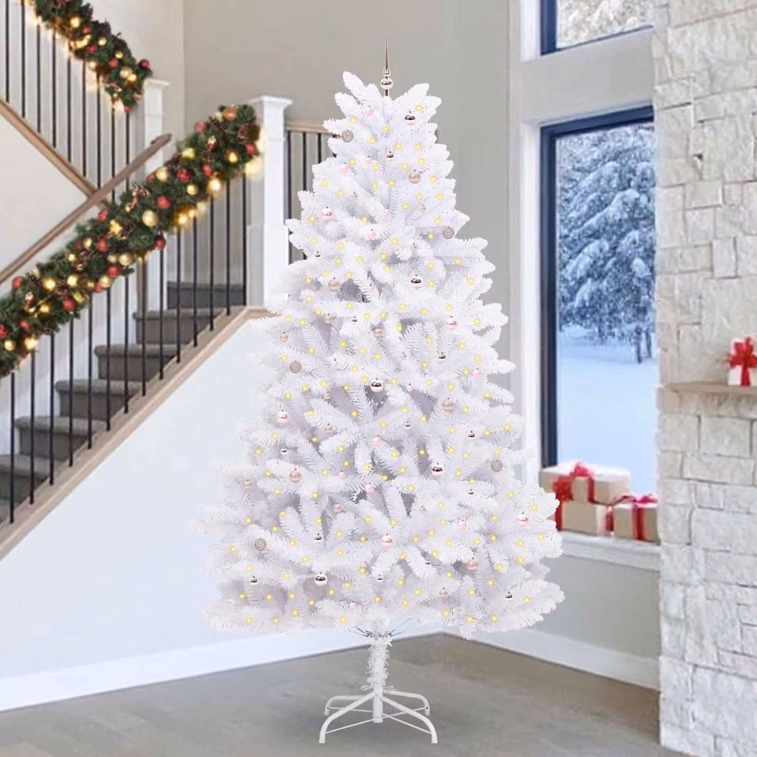 Maison Exclusive - Albero di Natale artificiale pieghevole, bianco, 300 cm, in PVC e acciaio