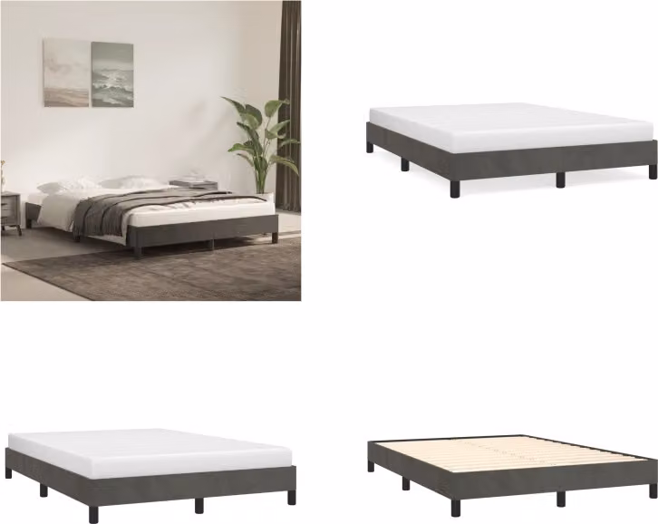 vidaXL Struttura letto grigio scuro 140x200 cm in velluto - Struttura letto - Cornici letto - Struttura letto - Letto