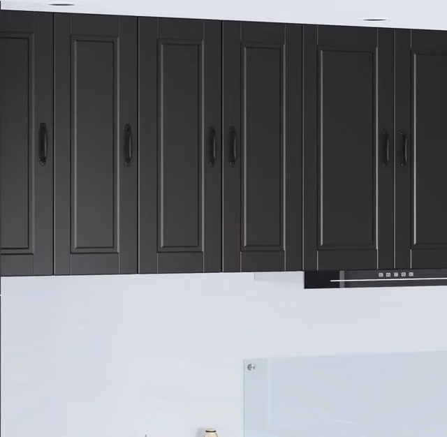 Set di 2 pensili da cucina vidaXL neri in legno con ante a battente L/P/H: 30 x 31 x 80 cm