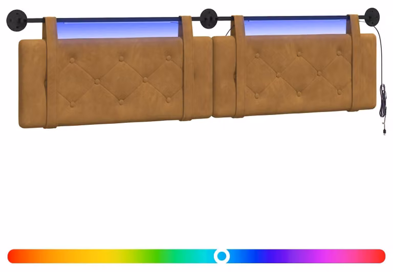 Testiera sospesa Con luce LED Marrone Velluto