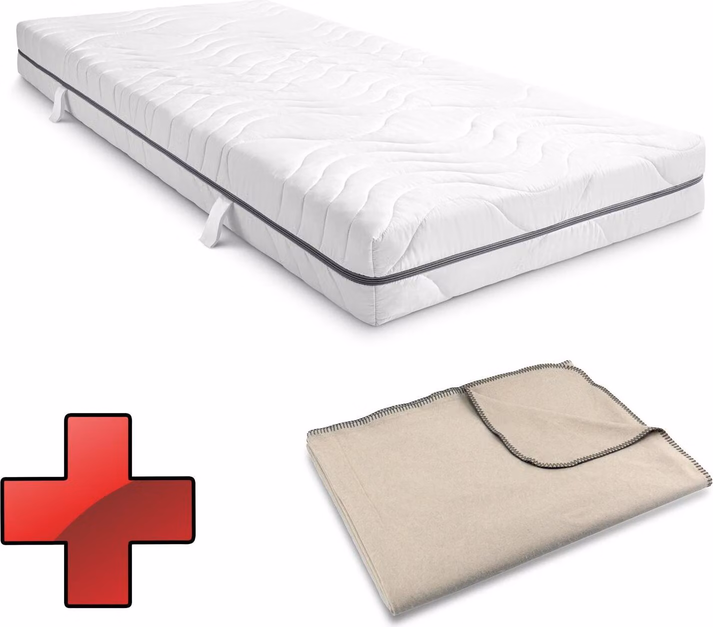 materasso viscoelastico a 7 zone Sleezzz Smart 90 x 200 cm, altezza 18 cm, livello di rigidità H3 con schiuma a memoria d'aria + coperta Sleezzz® Smart 140 x 200 cm