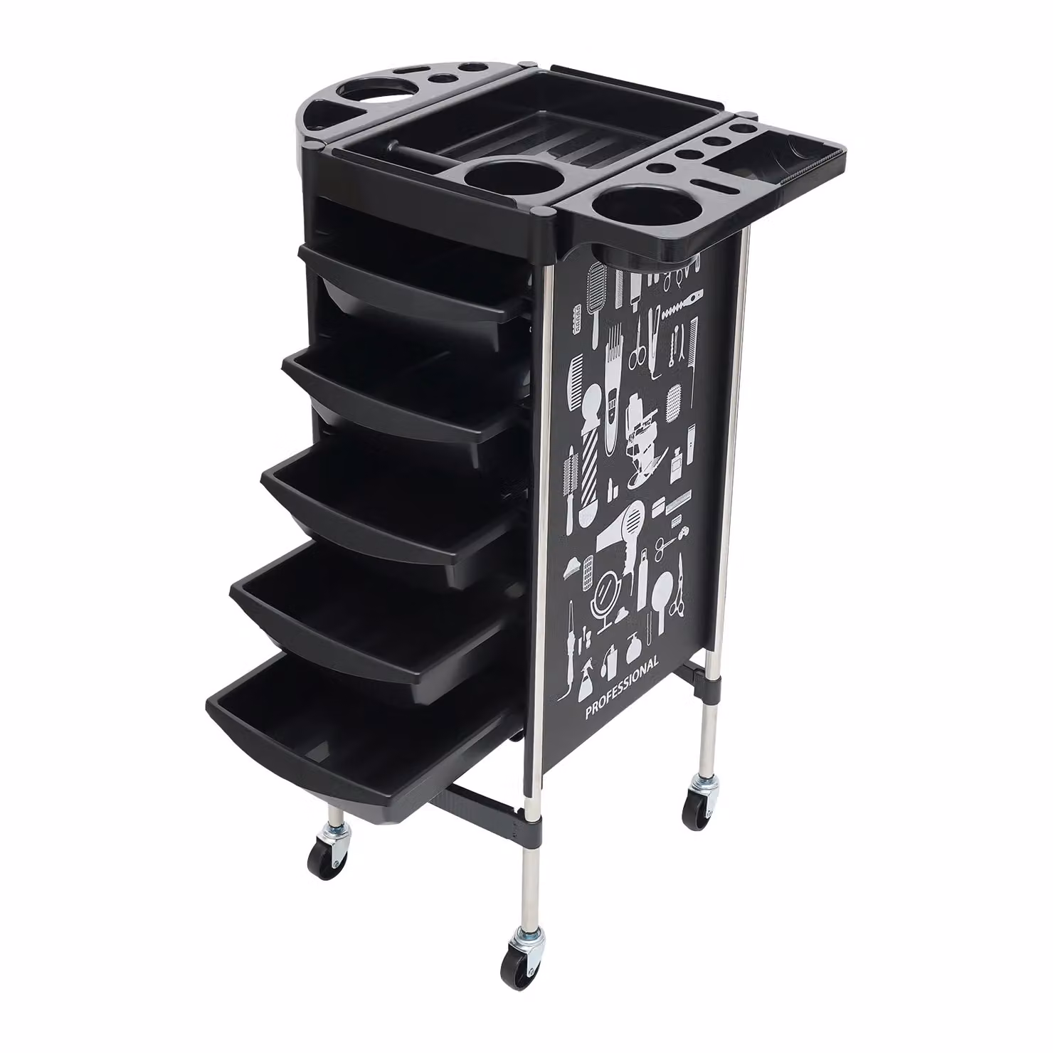 Carrello per parrucchieri, 6 livelli di stoccaggio, capacità di carico di 100 kg, /h3divullish black/li/ul/div