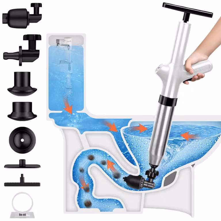 Elzusha - Disottosifone per WC con pressione d'aria e 4 ventose
