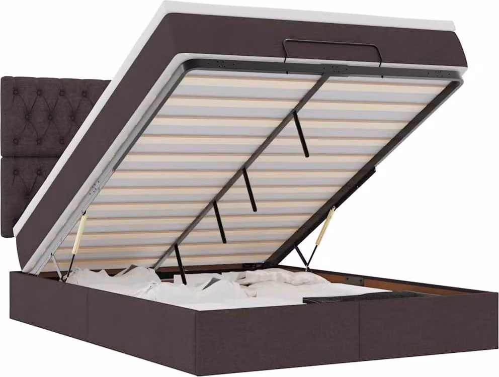 vidaXL Ottoman letto con materasso marrone scuro 140x190 cm tessuto