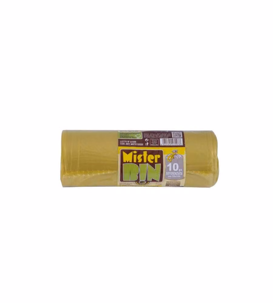Sacco Immondizia Legacci Giallo 50X 60 G 10 Pz 20 Mr.Bin