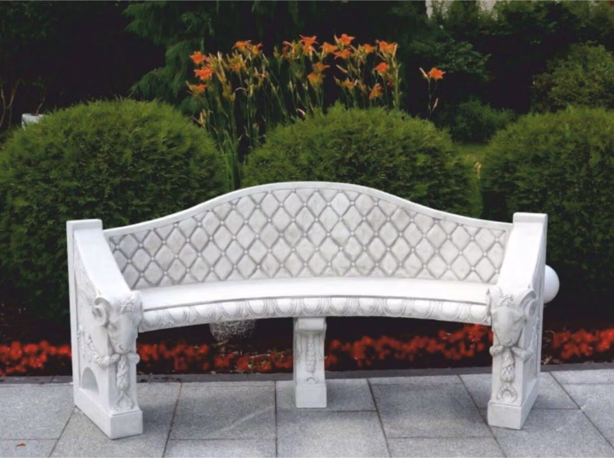 Casa Padrino Panca da giardino barocca in cemento grigio 196 cm - Arredo giardino e patio barocco