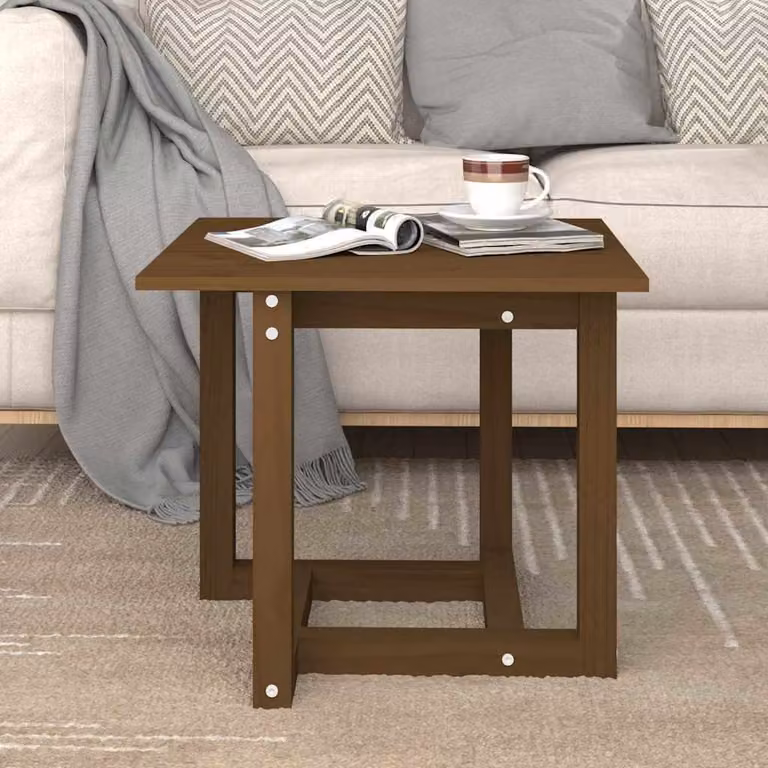 vidaXL Tavolino da Salotto Quadrato in Legno di Pino Rustico, Marrone, L/P/H: 50 x 50 x 45 cm