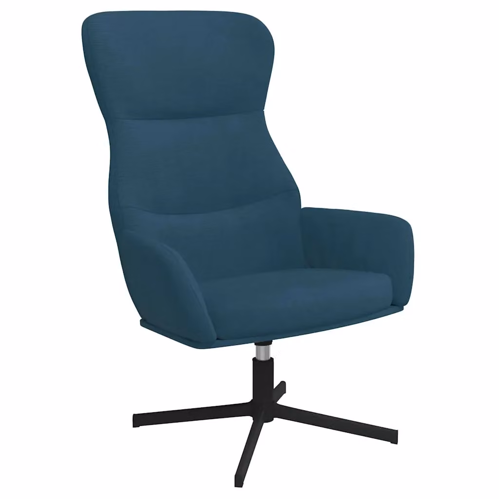 Poltrona Relax Blu in Velluto con Struttura in Metallo e Base Girevole 360 Gradi – 2