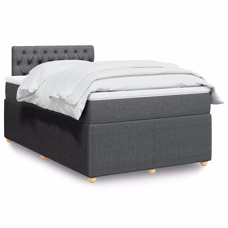 vidaXL Letto Ibrido con Materasso e Giroletto in Tessuto Grigio e Bianco L/P: 120 x 200 cm