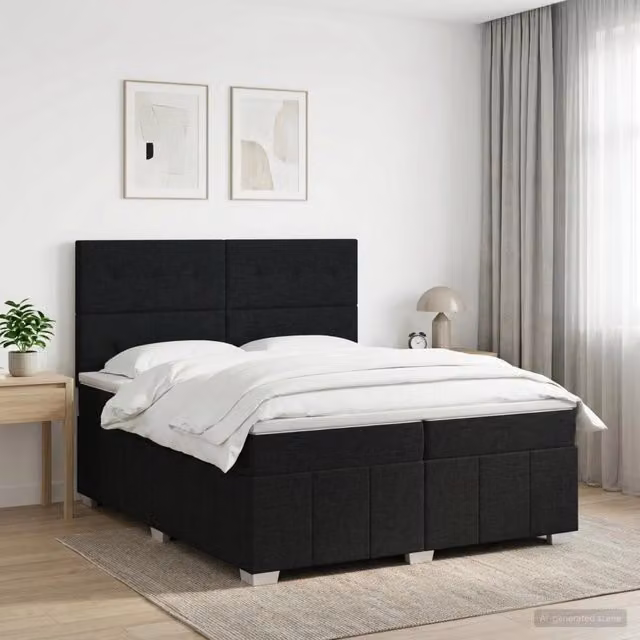 Letto box spring con materasso ibrido vidaXL Nero L/P/H: 200 x 200 x 140,5 cm – 1
