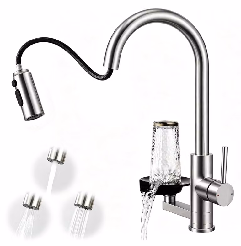 Rubinetto da cucina 2-in-1 con lavello in vetro