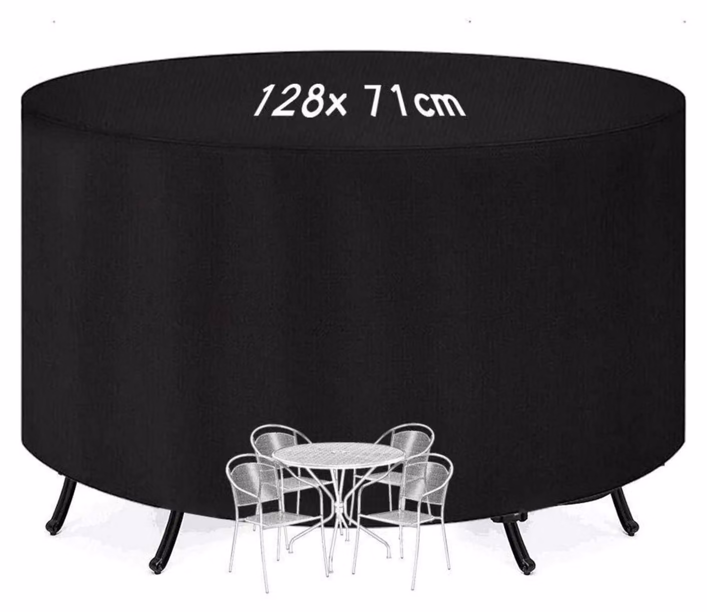 Copertura impermeabile per mobili da giardino, forma rotonda, colore nero, diametro 128 cm