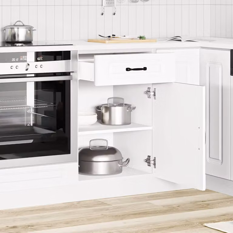Base da cucina moderna vidaXL Kalmar Bianco in legno con ante a battente e ripiani interni L: 46 cm, P: 50 cm, H: 81,5 cm