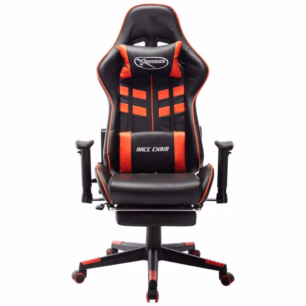 Sedia da Gaming con Poggiapiedi Rossa e Nera in Pelle finta