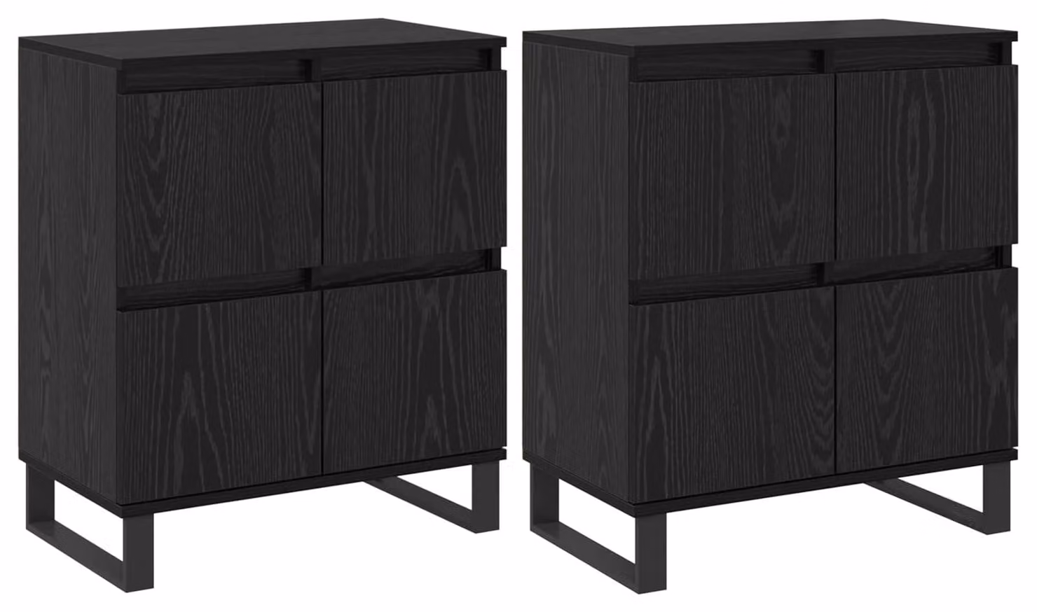 Credenza 2 pcs Rovere Nero 60 x 35 x 70 cm