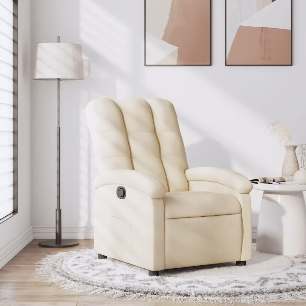 vidaXL Poltrona Reclinabile Relax Modern Beige in Tessuto e Similpelle con Braccioli