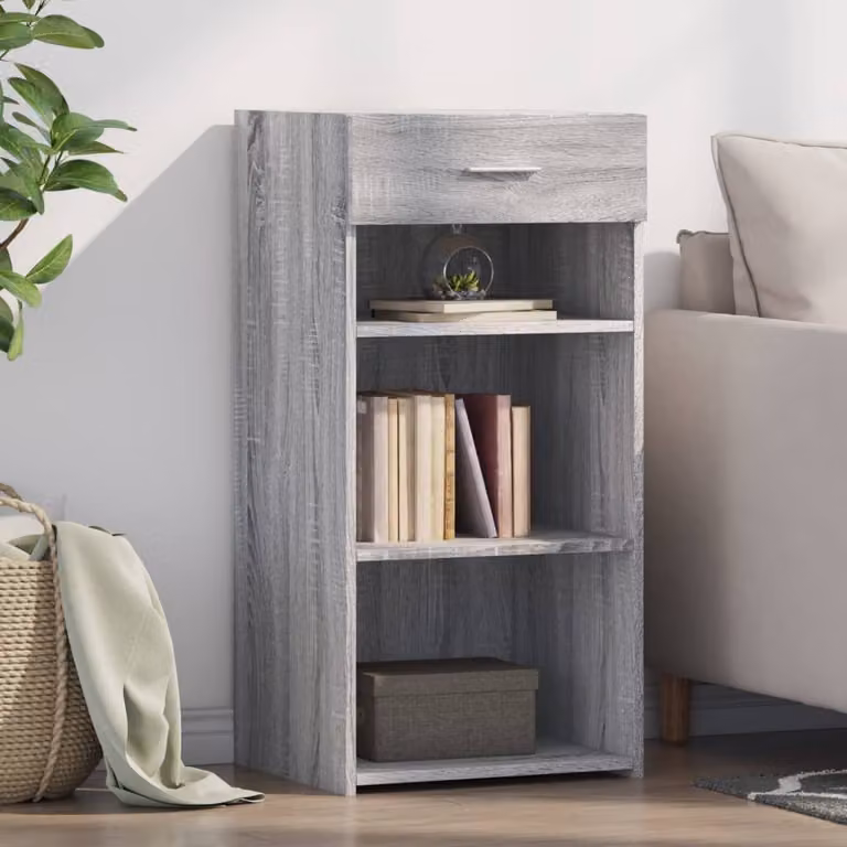 Credenza moderna vidaXL in legno multistrato e MDF, Grigio, L 45 cm x P 42,5 cm x H 93 cm