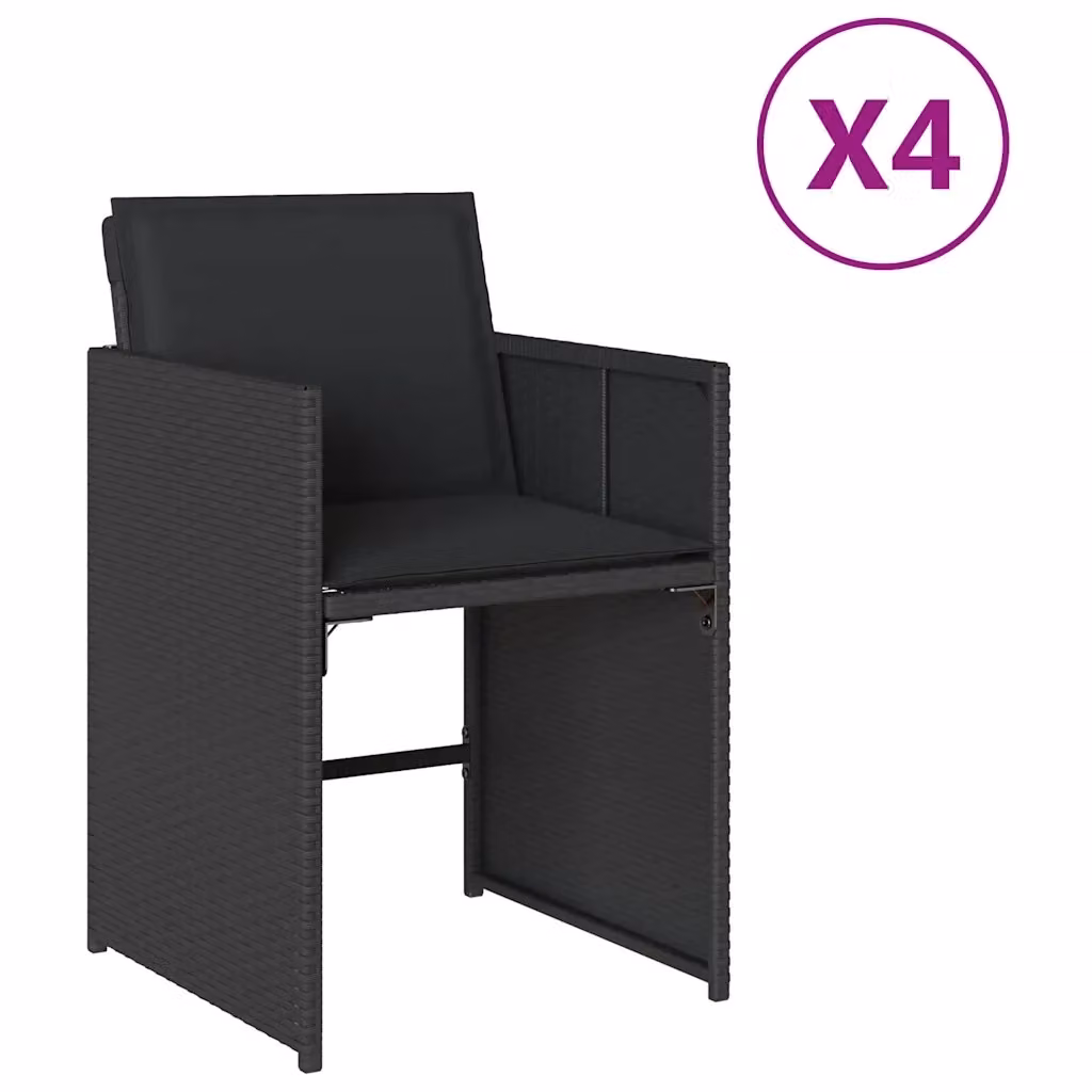 Set di 4 sedie da giardino vidaXL in polyrattan nero con cuscini in tessuto resistente ai raggi UV – 2
