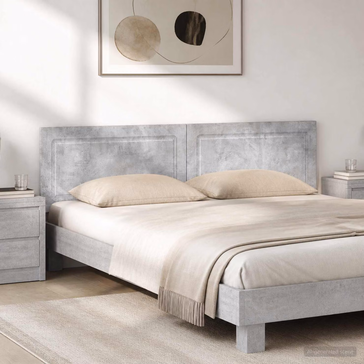 Testiera da muro vidaXL UTRECHT in tessuto grigio con pannelli in legno ingegnerizzato L: 199,5 cm, H: 50 cm, P: 3 cm