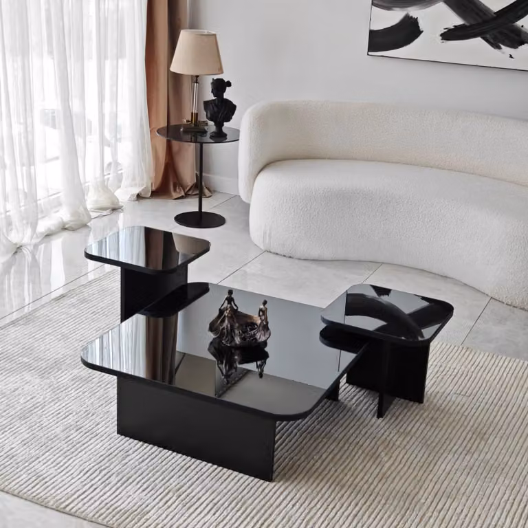 Pagliara - Tavolino da Salotto, 80x80x30h cm Nero, Effetto Lucido