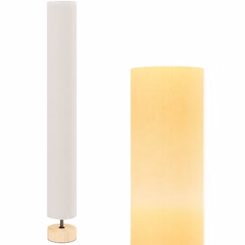 HOMCOM Lampada a terra salone, con pedale, paralume lino, beige