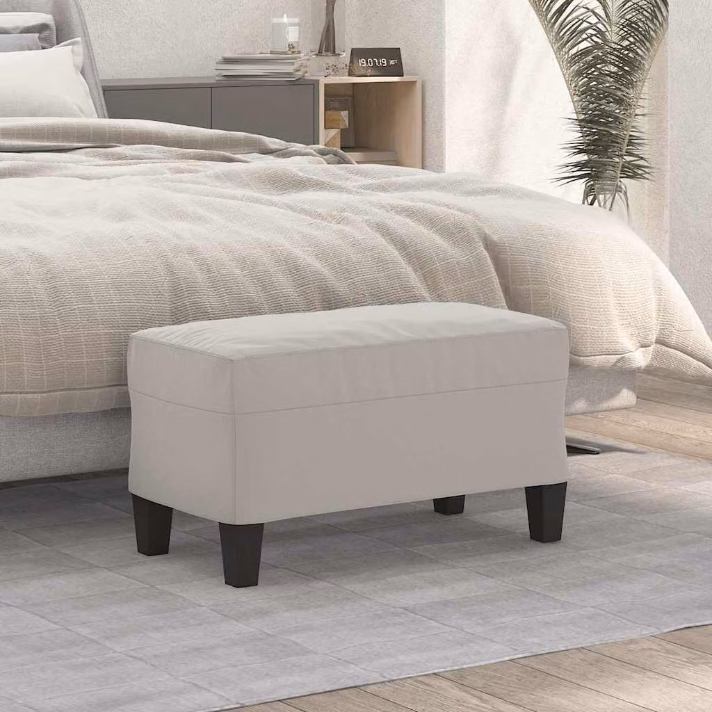 Panca vidaXL in microfibra grigio chiaro con struttura in legno L: 70 cm, P: 35 cm, H: 41 cm